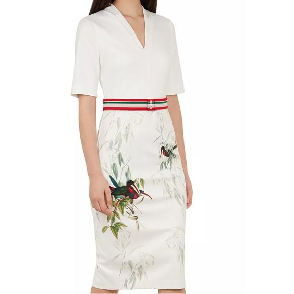 Ted Baker London Dresses & Skirts - *New* TED BAKER Sheath Dress Womens 10 Tropical Bird Print Wedding Garden Party